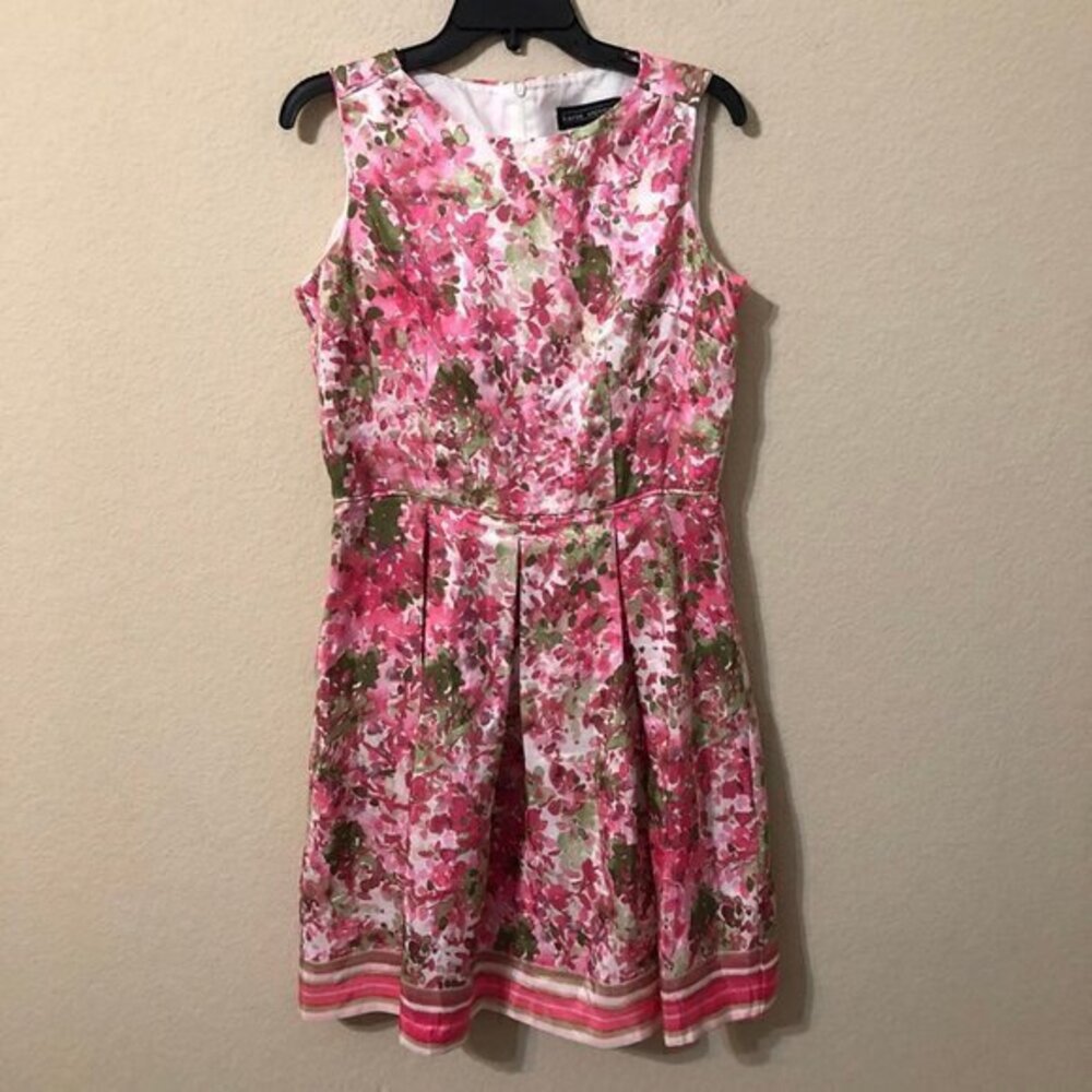Karin Stevens Dress Pink Floral Watercolor Impressionist Summer Party
